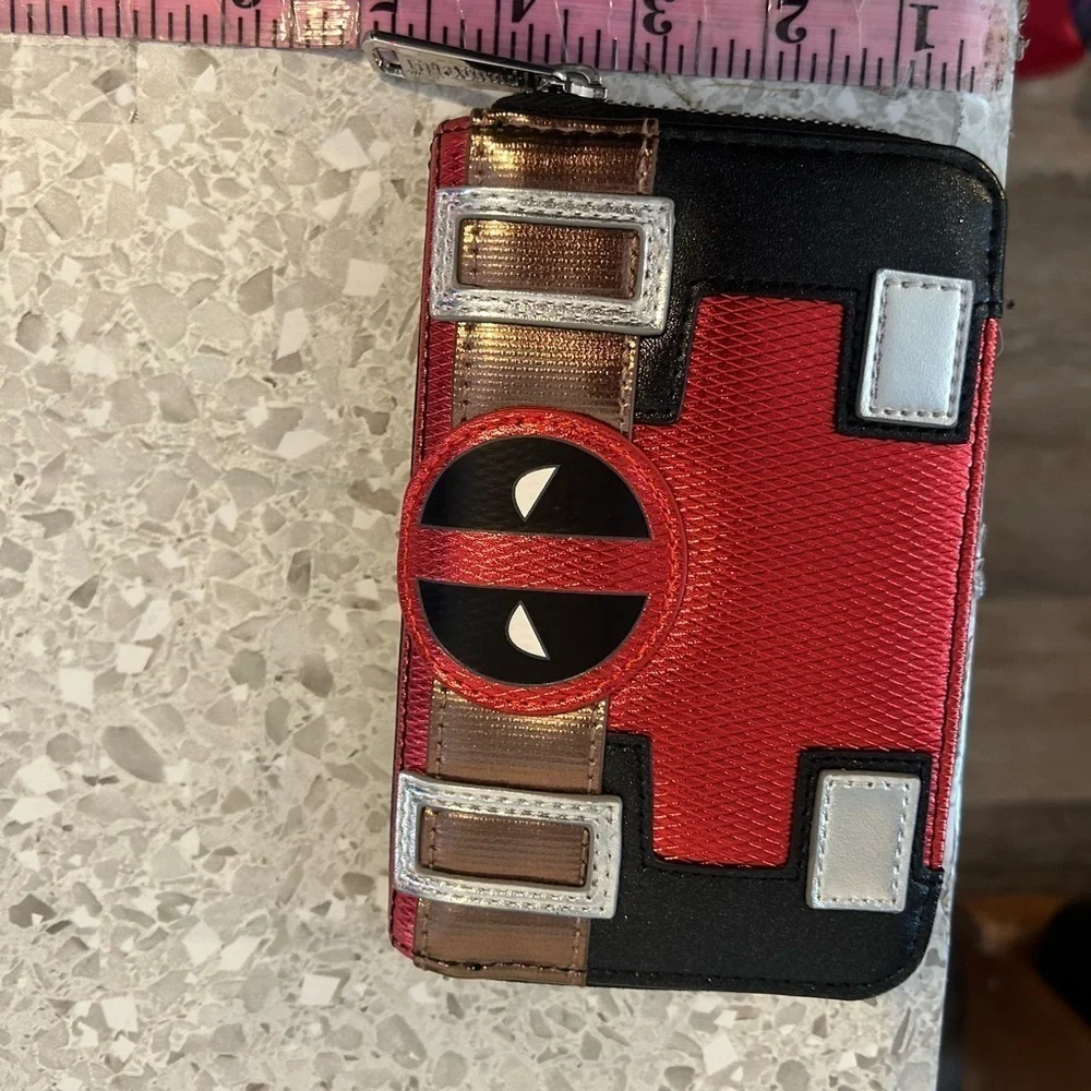 Loungefly Marvel Black Wallet with Red Deadpool Emblem